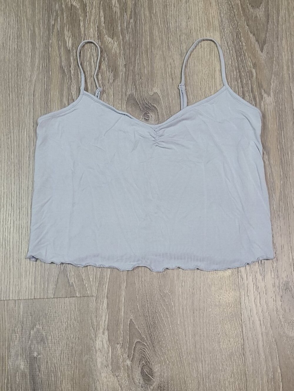 Skims Zen Blue Sleep Cami Ruched Lettuce Hem Crop Cami Tank Top - Size Medium M